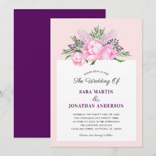 Elegante Peonies Watercolor   Hochzeit Einladung