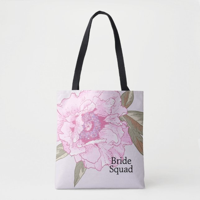 Elegante Peony Blume Floral Wedding Personalisiert Tasche (Vorderseite)
