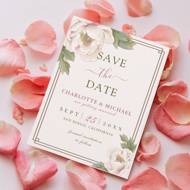 Elegante Peony Blush Pink Wedding Save the Date (Von Creator hochgeladen)