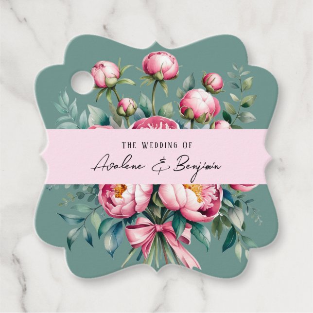 Elegante Peony Bouquet Geschenkanhänger (Vorderseite)