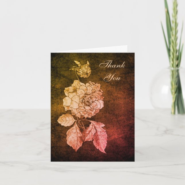 Elegante Peony Floral Art Dankeschön Karte (Vorderseite)