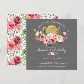 Elegante Peony Floral Birthday Tea Einladung
