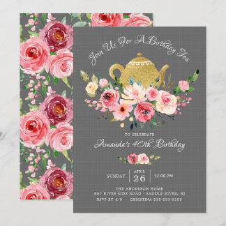 Elegante Peony Floral Birthday Tea Einladung