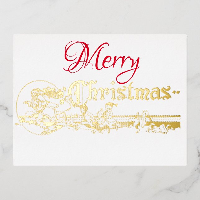 Elégante Père Noël Elves Party Foil Invitation Car (Recto)