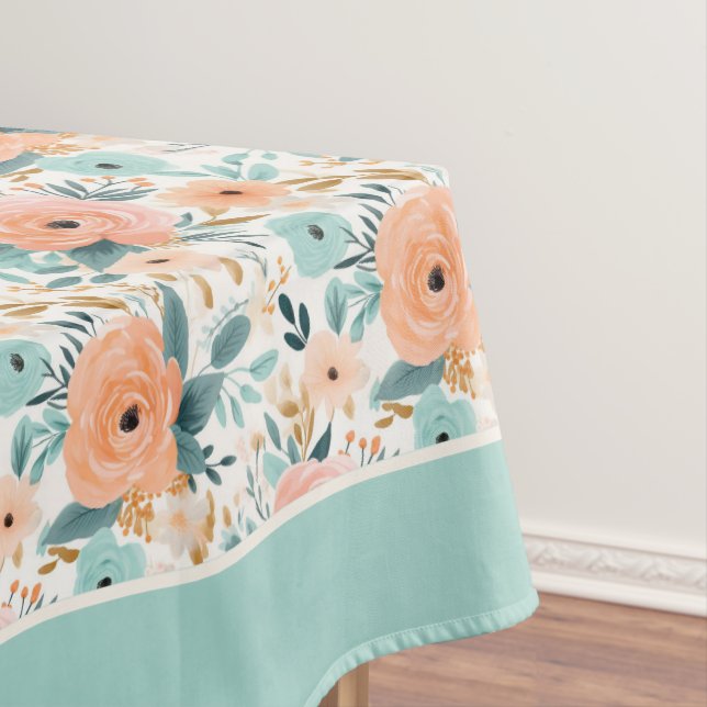 Elegante Perennial Liebe Blumenmuster Personalisie Tischdecke (Beispiel)