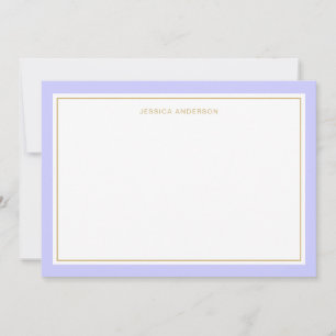 Elegante Periwinkle Goldgrenze Personalisiert Mitteilungskarte