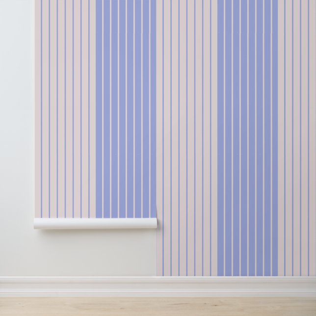 Elegante Periwinkle Lila Blaue Streifen auf Blüte Tapete (Anwendung)