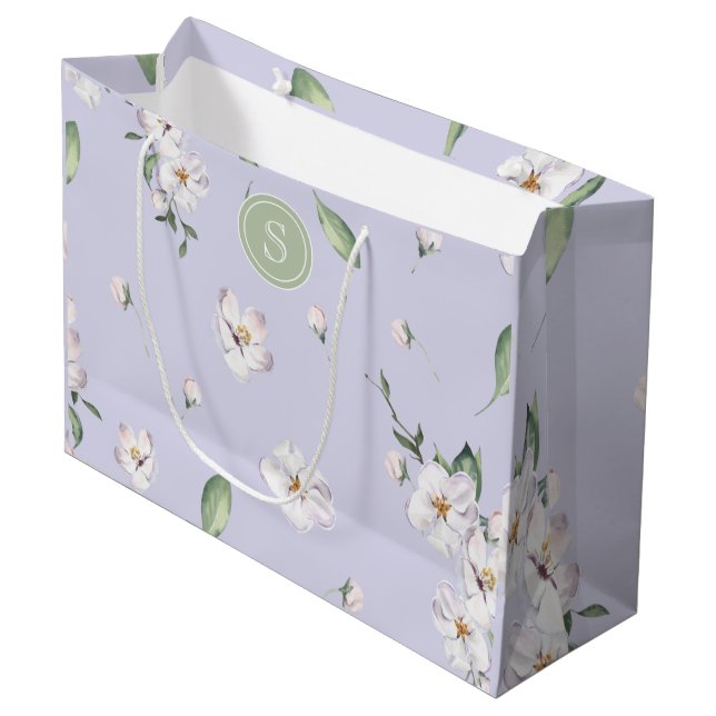Elegante Periwinkle Spring Wasserfarben Große Geschenktüte (Vorderseite Schrägansicht)