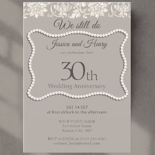 Elegante Perle 30. Hochzeitstag Einladung