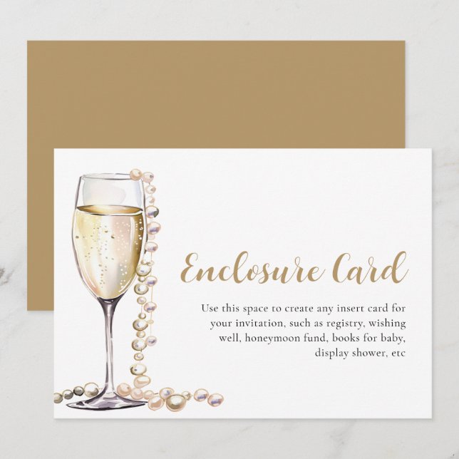 Elégante perle d'or et carte de boîtier Prosecco (Devant / Derrière)