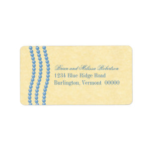 Elegante Perlen Adressenaufkleber, blau Adressaufkleber