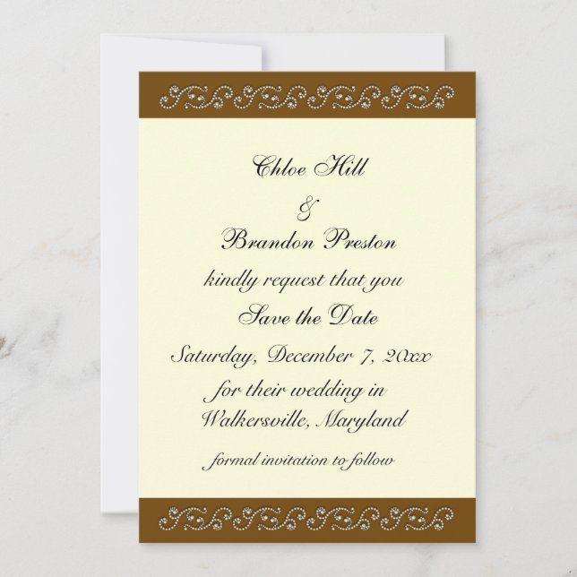Elegante Perlen auf Elfenbeinküste Save the Date (Vorderseite)
