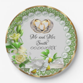 Elegante Perlen-Blume Anpassbare Hochzeiten Pappteller