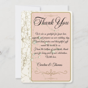 Elegante Perlen-Gold-Schrift Hochzeit Romantische Dankeskarte