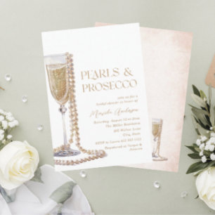 Elegante Perlen im Wasser und Prosecco Bridal Sho Einladung