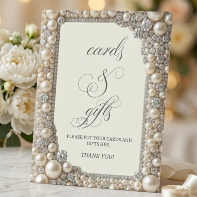 Elegante Perlen Karten und Geschenke Schild (Von Creator hochgeladen)