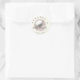 Elegante Perlen-Kleine-Schatz-Chic-Baby-Shower Runder Aufkleber
