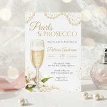 Elegante Perlen & Prosecco-Brautjungfern-Einladung