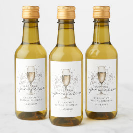 Elegante Perlen & Prosecco Brautparty Gefallen Weinetikett