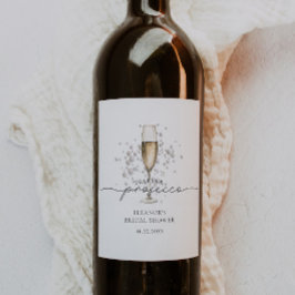 Elegante Perlen & Prosecco Brautparty Gefallen Weinetikett