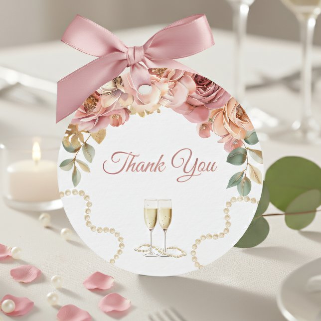 Elegante Perlen & Prosecco Brautparty Geschenk Tag Geschenkanhänger (Von Creator hochgeladen)