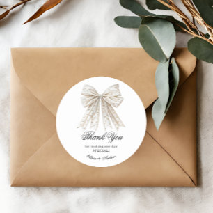 Elegante Perlen-Schleifen-Junggesellinnen-Abschied Runder Aufkleber