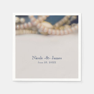 Elegante Perlen & Sea Muschel Beach Hochzeit Empfa Serviette