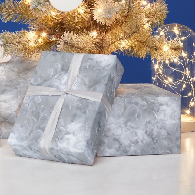 Elegante Perlen Silber Frost Glanz Abstraktes Must Geschenkpapier (Feiertage)