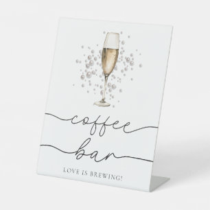 Elegante Perlen und Prosecco-Bar Sockelschild