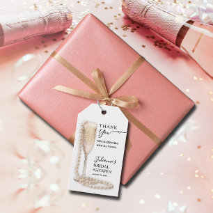 Elegante Perlen und Prosecco-Brautjunggesellinnena Geschenkanhänger