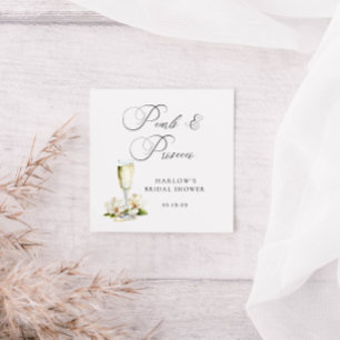 Elegante Perlen und Prosecco-Brautjunggesellinnena Quadratischer Aufkleber