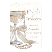 Elegante Perlen und Prosecco Brautparty-Plakat