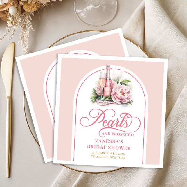 Elegante Perlen und Prosecco Servietten personalis (Elegant pearls and prosecco napkins personalized

)