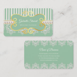 Elegante Perlen- und Spitzen-Hochzeitsplanerin in Visitenkarte