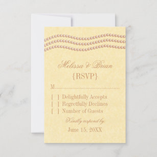 Elegante Perlen Wedding Response Card, Champagner RSVP Karte