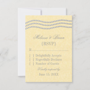 Elegante Perlen Wedding Response Card, Elfenbein RSVP Karte