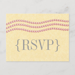 Elegante Perlen Wedding RSVP Postcard, Light Pink Einladungspostkarte