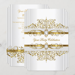 Elegante Perlen Weißes Gold Einladung