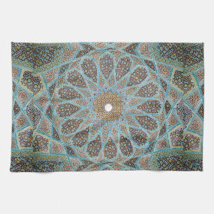 Elegante Persischblaue Arabesken Orientalische Dek Geschirrtuch