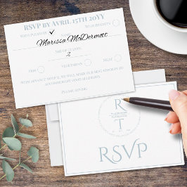 Elegante Personalisiert-graue Weiße Hochzeit RSVP Karte