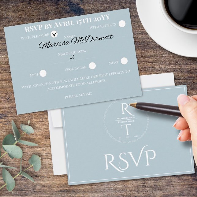Elegante Personalisiert-graue Weiße Hochzeit RSVP Karte (Von Creator hochgeladen)