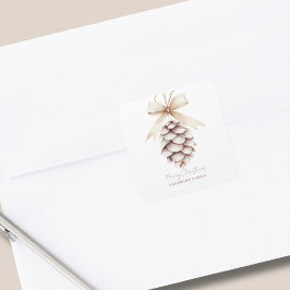 Elegante Personalisiert Pinecone Quadratischer Aufkleber
