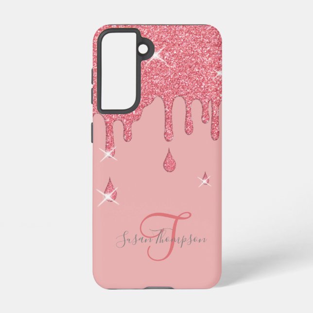 Elegante Personalisiert-rosa-Effekt-Glitzern Samsung Galaxy Hülle (Rückseite)