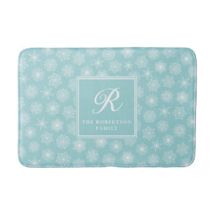 Elegante Personalisierte Aquamarine Blaue Schneefl Badematte