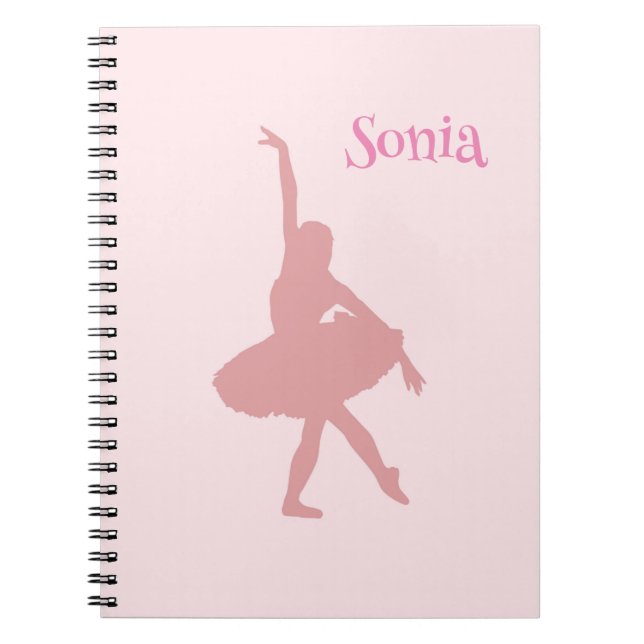 Elegante Personalisierte Ballerina Schule Notizblock (Vorderseite)