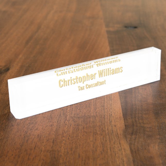 Elegante Personalisierte Berufliche Imitate Gold Namensplakette (Seite)