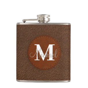 elegante personalisierte braune Leder Brautjungfer Flachmann