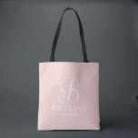 Elegante Personalisierte Bridesmaid in Schwarz und Tasche<br><div class="desc">Elegante Personalisierte Bridesmaid-Geschenke in Schwarz und Weiß mit personalisierten Monogrammen im eleganten Schriftart-Stil mit dem Namen und der Titel der Brautjungfrau im klassischen Serif-Schriftart-Stil auf rosafarbenem Hintergrund. Auch perfekt für die Trauzeugin,  Blumenmädchen,  Brautmutter und vieles mehr.</div>