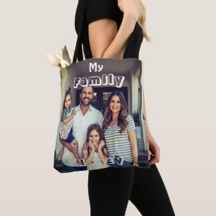 Elegante personalisierte Familienfoto- und Namens- Tasche