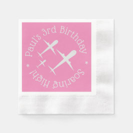 Elegante Personalisierte Flugzeuge, rosa Kindergeb Serviette